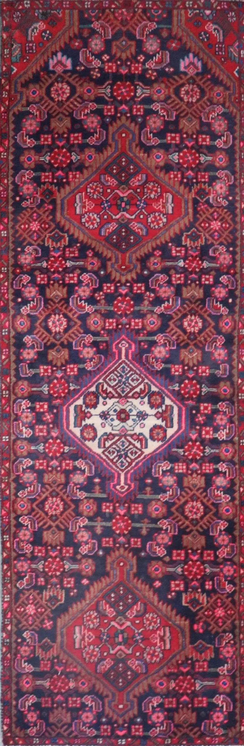 One Of The Kind Hand-Knotted Persian Wool Rug _ Luxurious Vintage Design, 8'1" x 2'6", Artisan Crafted